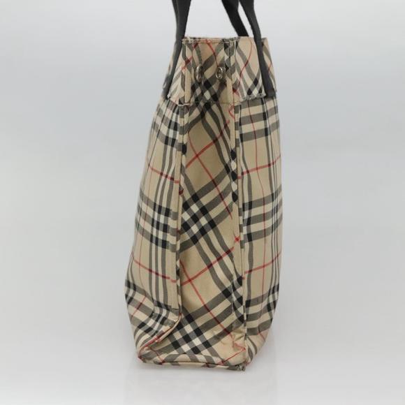 BURBERRY Nova Check Blue Label Hand Bag Nylon Beige Silver Auth 122940 - Picture 3 of 16